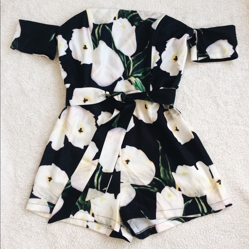 Luxxel Off the Shoulder Floral Romper